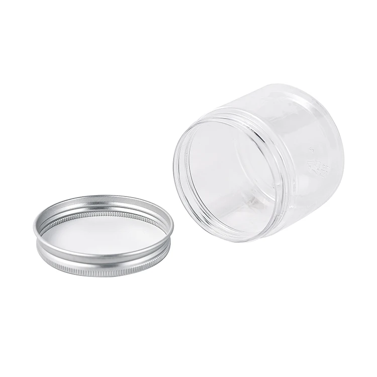 Multifunction Plastic Round Jar Cosmetic Body Lotions Container Candy Powder Dried Fruit Storage Plastic Jars with Silver Lids
