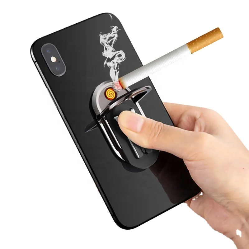 Lovisle Tech Latest Innovative Smoking Multi Purpose Cigarette Usb Rechargeable Electronic Smart Phone Desk Ring Holder Lighter