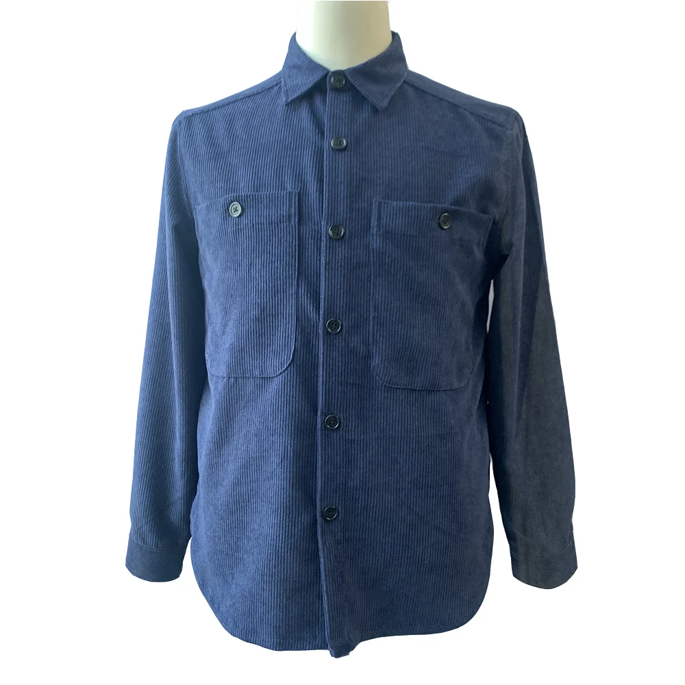 Custom logo solid color casual long sleeve shirts corduroy corduroy shirts jacket for men casual