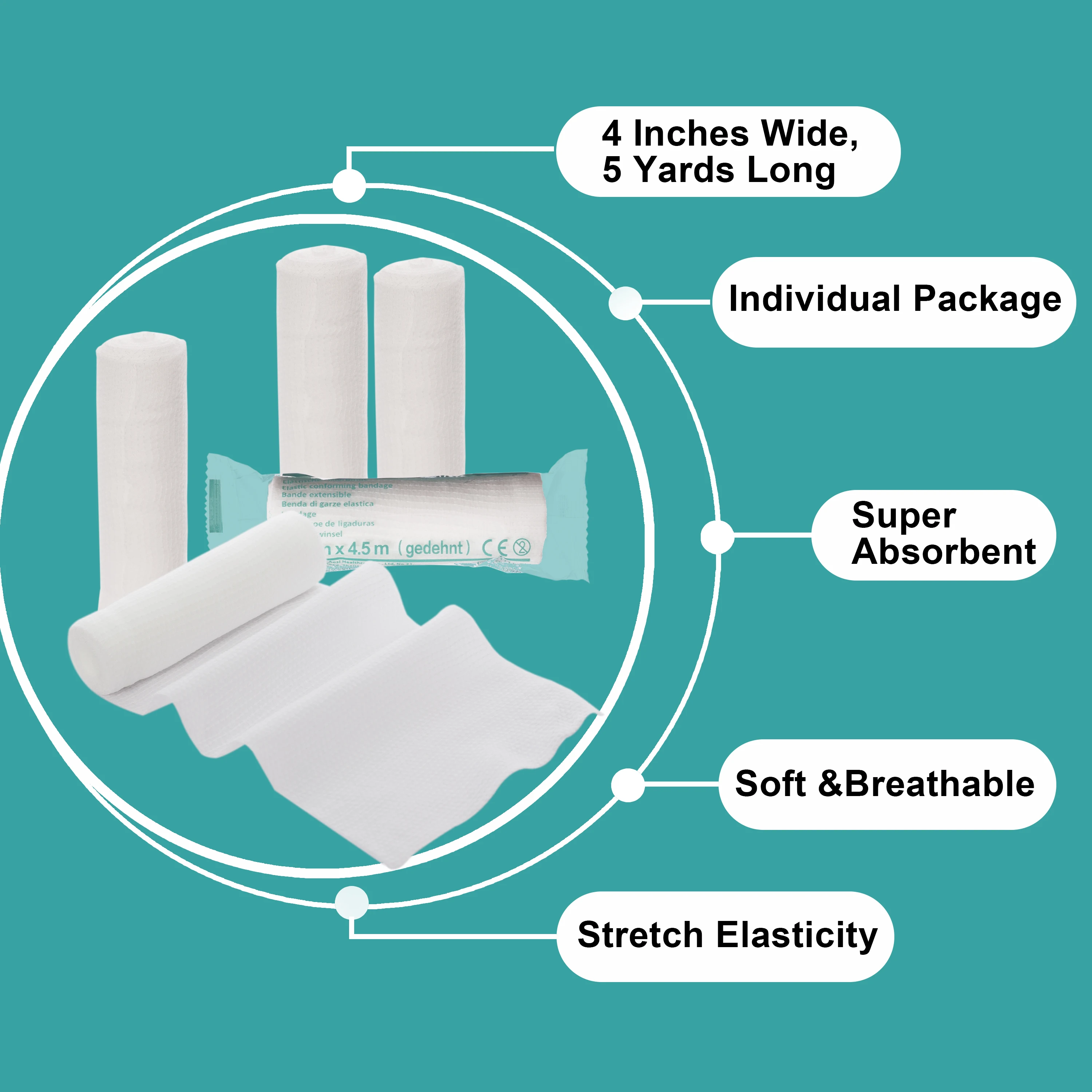 Professional Manufacturer OEM Size Medical Elastic Sterile Conforming Pbt Gauze Bandage First Aid Bandage