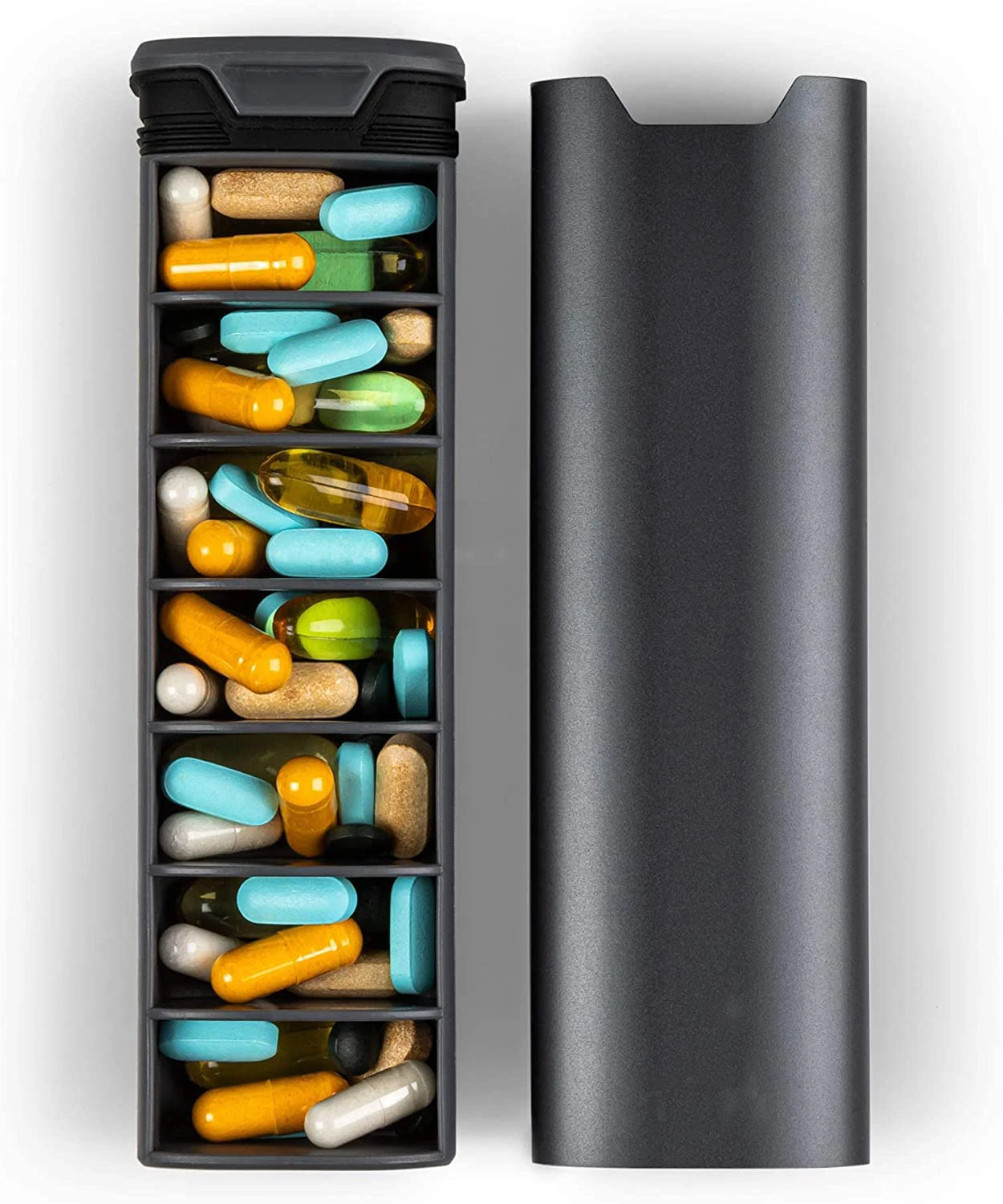 Pill storage cases Portable smart aluminium food grade material pill box 7 days pill organizer