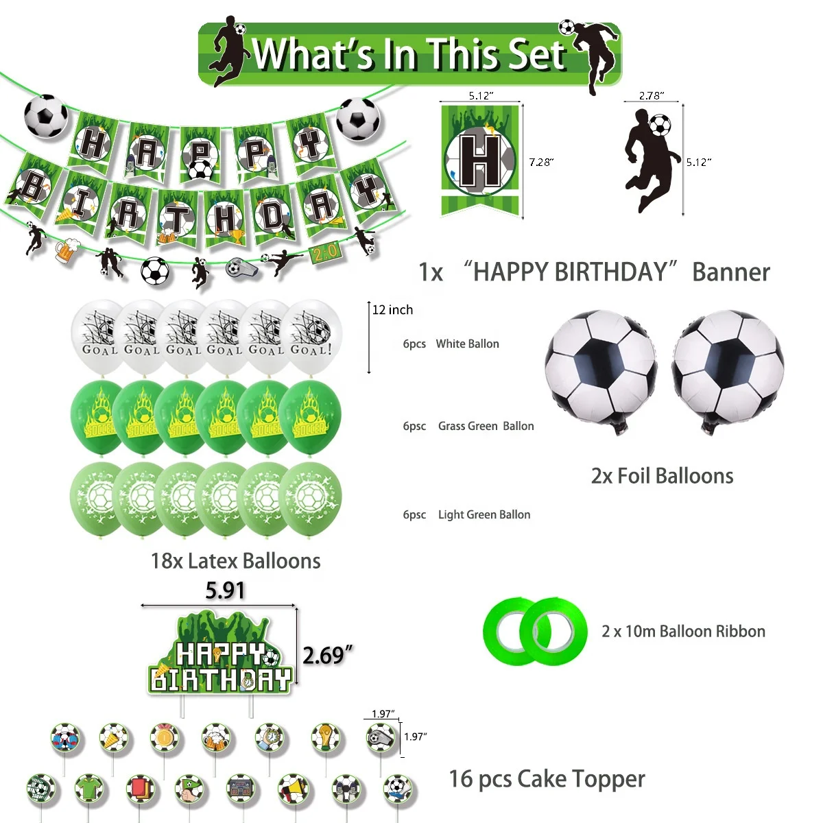 Nice Birthday Decorations Soccer Sportstheme Balloons And Banners Cupcake Topper Celebration Party Supplies Soccer Fan Gift