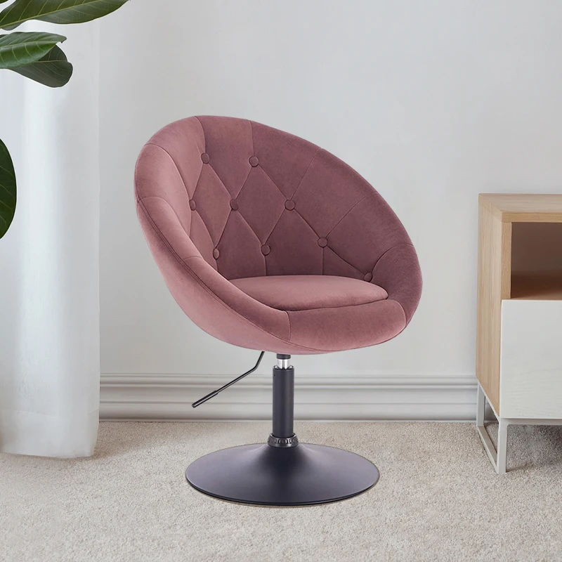 Barber Chair Modern Styling Salon Chair Velvet Swivel Accent Chair With Metal Base