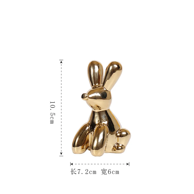 Nordic home decor luxury animal decoration gold dog rabbit figurine for desktop decoration