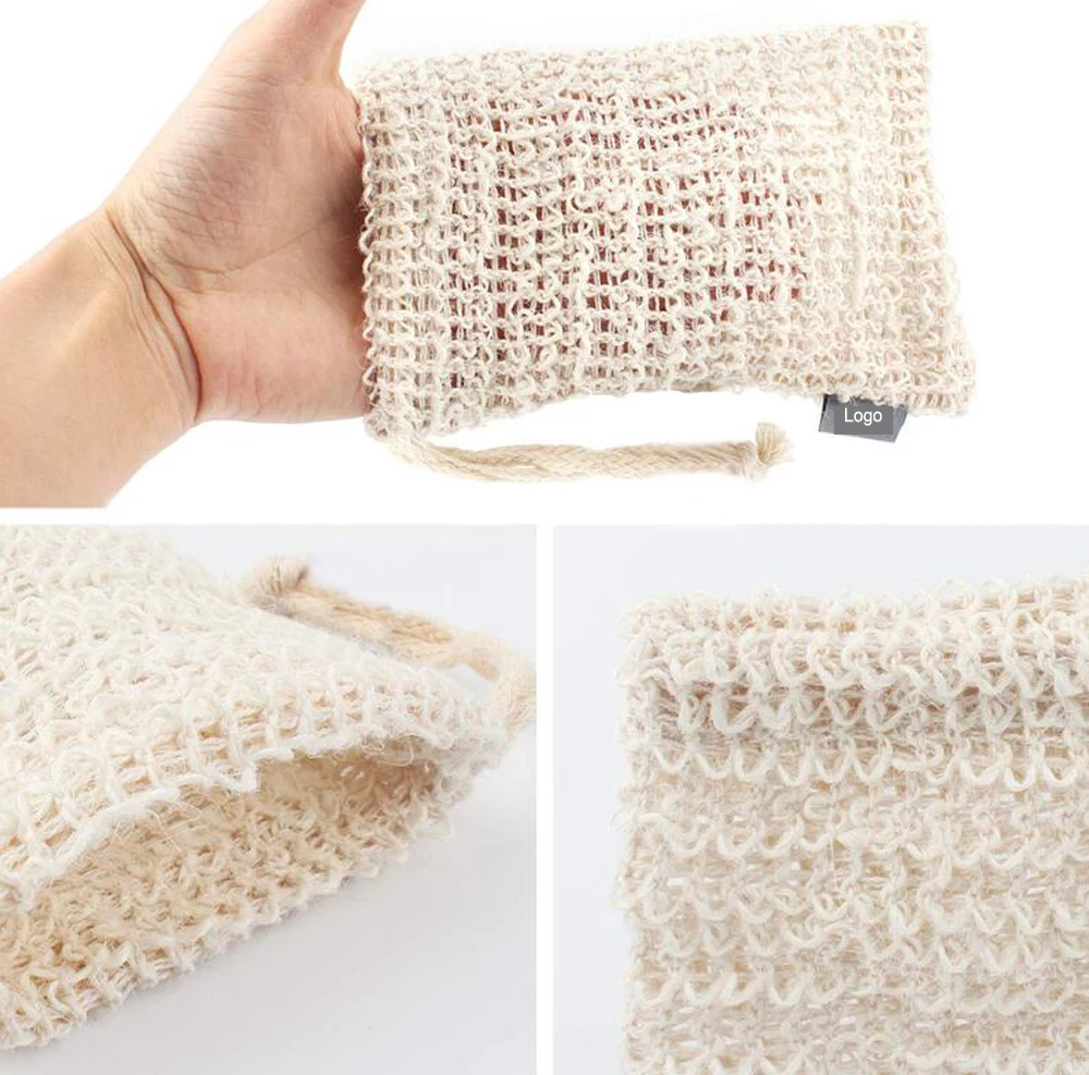 Оптовая продажа высокое качество Пользовательский логотип этикетка натуральный цвет сеточка для мыла из