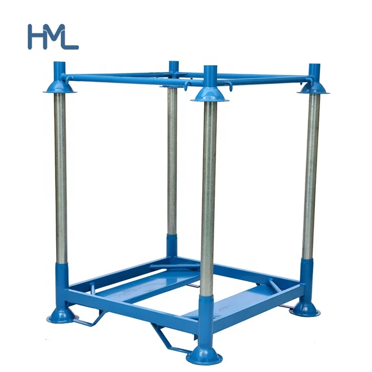 Warehouse heavy duty foldable forklift guaide metal vertical metal stacking steel big bag storage rack