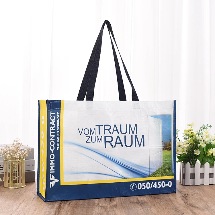 Hot sale custom printing design eco folding recyclable pp woven shopping bag