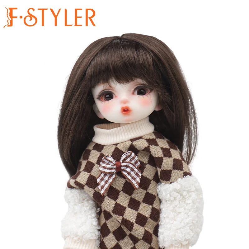 FSTYLER Synthetic Mohair Long Straight Silky Mini Bjd 18 Inch Custom Wholesale Bulk Sale Doll Accessories for BJD Doll Hair Wig
