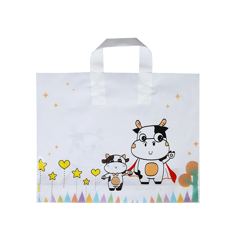 Hot sale Recyclable Plastic Clothes Packaging Shopping Gift Bag with Handles plastic gift bags for parties