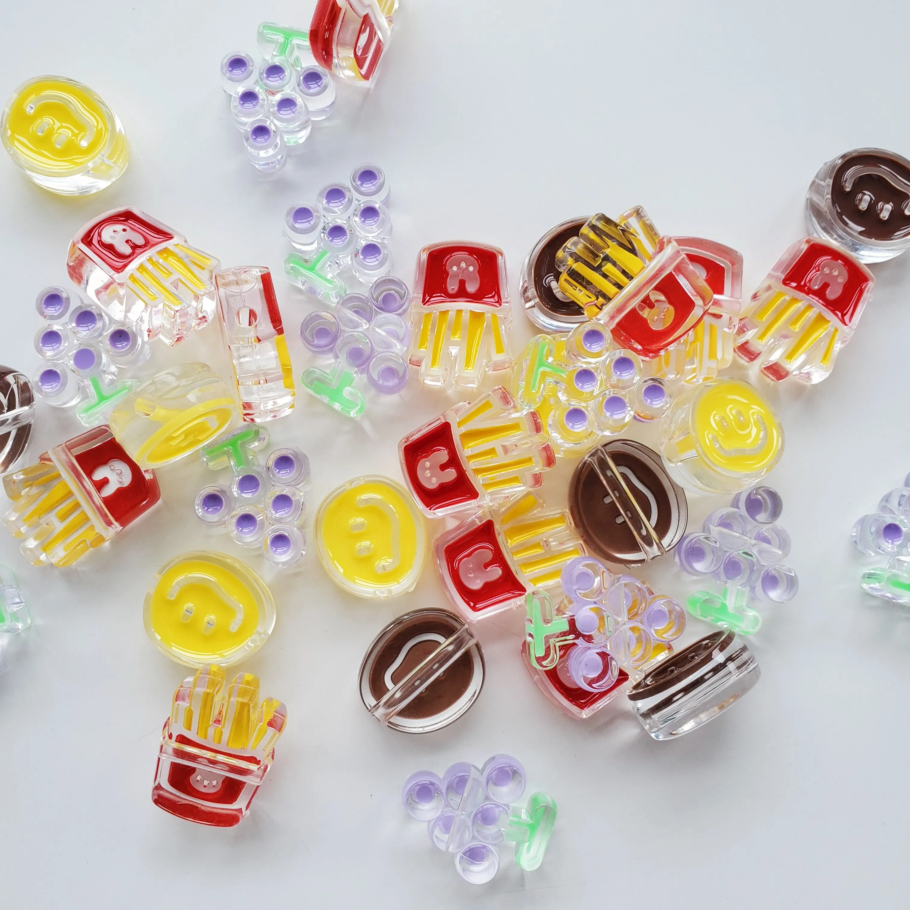 2022 Oil Drip Design Acrylic French Fries Smiley Grapes Beads DIY bracelet hair ornaments jewelry accessories