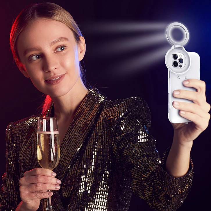 TENCHEN fill Ring LED Light Case Slim Design Illuminate Selfie phone case for iPhone 14 13 12 11 pro max