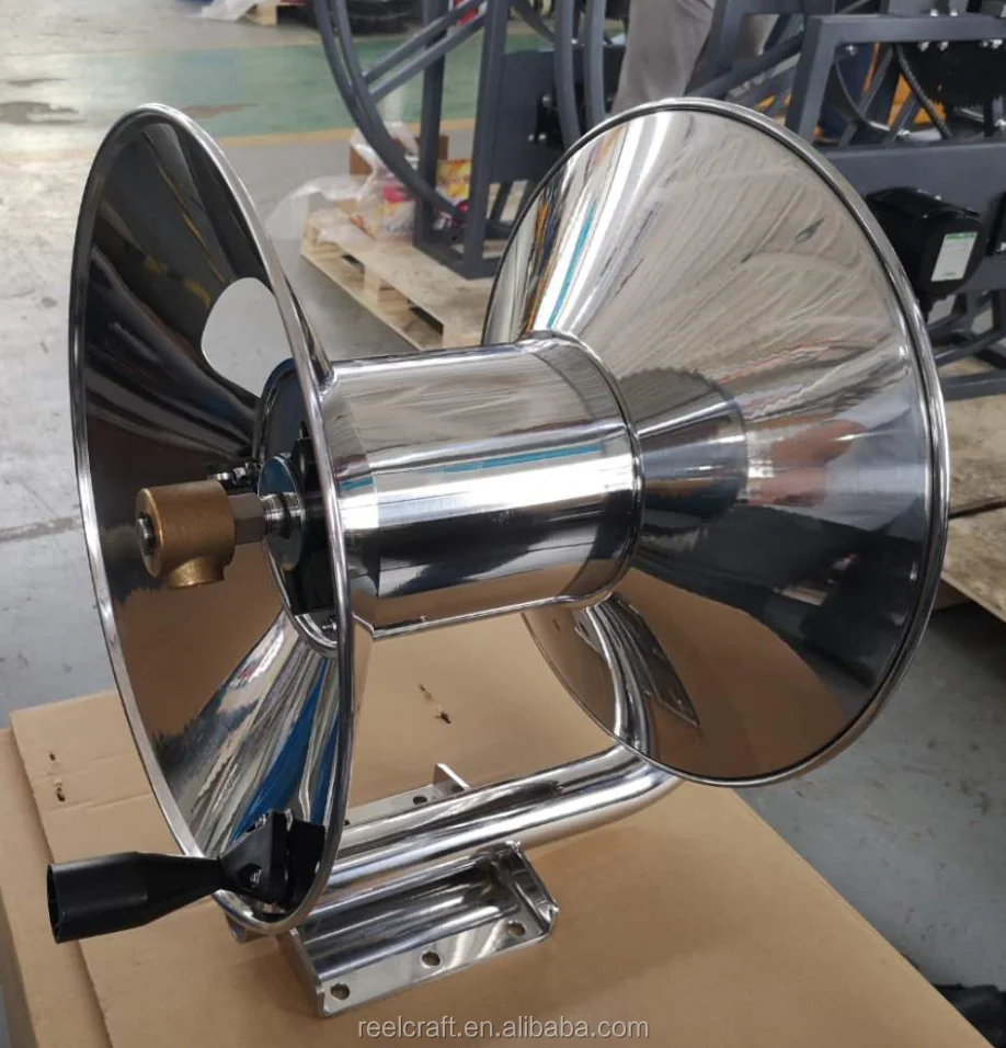 
CTJ6180 HNS --3/8 in. x 180ft-20 ft. 5000psi Stainless Steel Hand Crank Hose Reel--REELCRAFT 