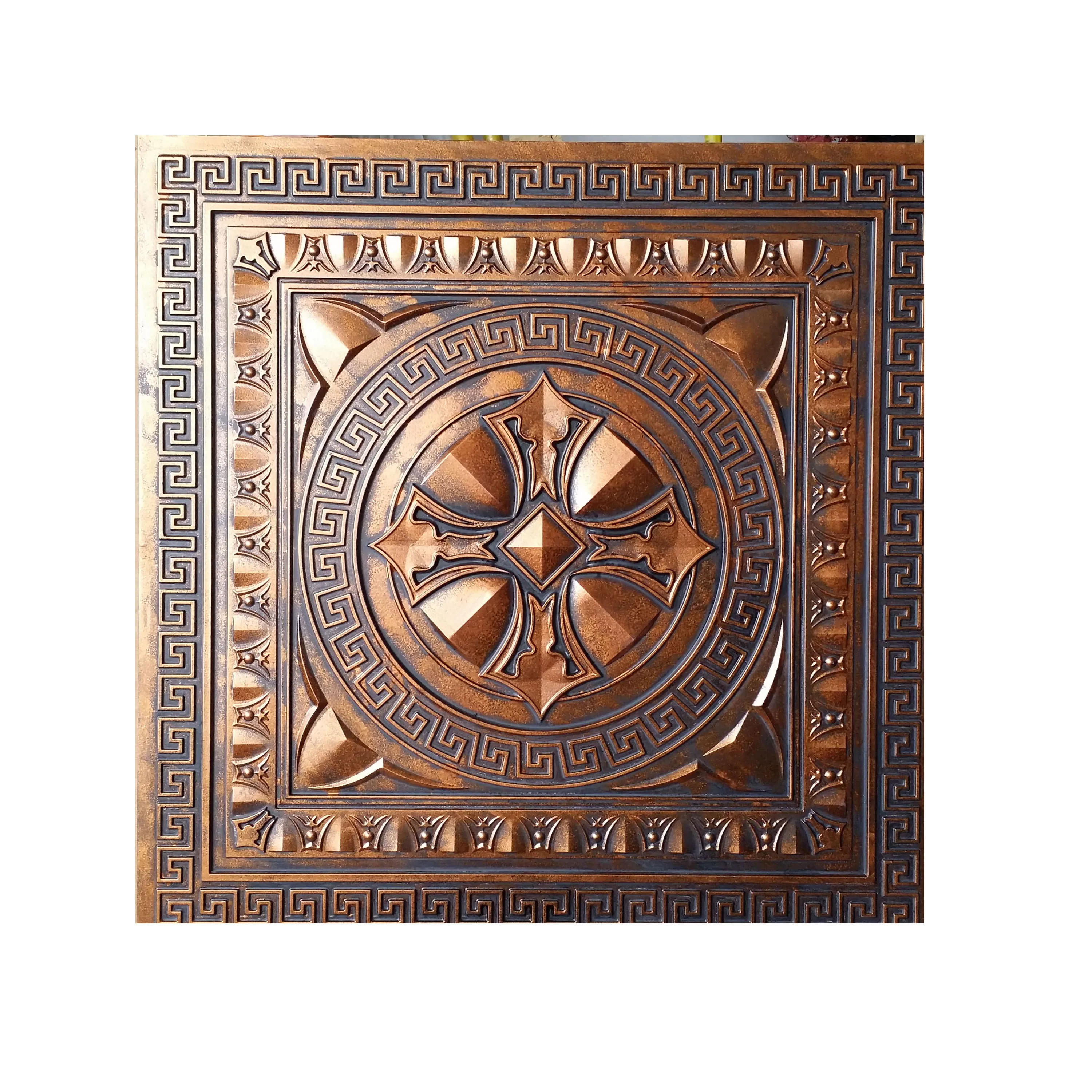 PL19 Faux tin Art Deco style 3D antiques copper ceiling tiles store shopping pub cafe club decorative wall panels