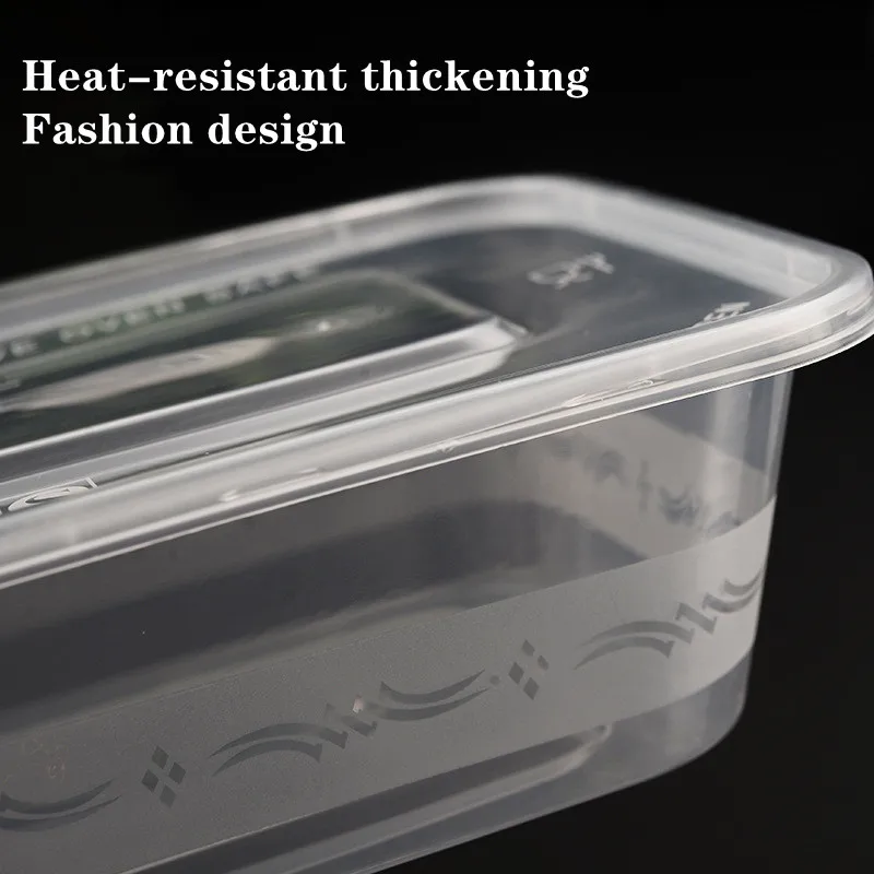 1000ml Rectangular Food Container Packing Use PP Disposable Plastic Microwave