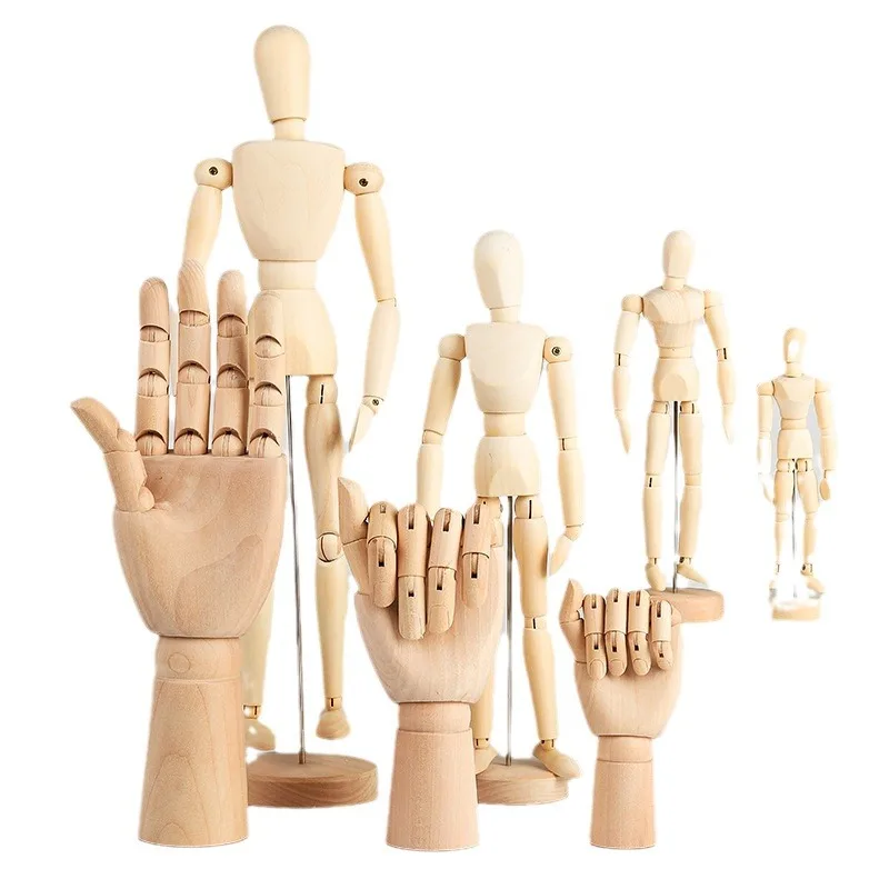 Nordic Style Wooden Joint Puppet Man Home Accessories for Baby Photo Props and Wall Decor for Desktop Display