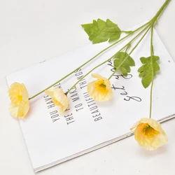 high-end simulation poppy flower wedding decoration table flower Home Colorful Flocked Stem Silk Artificial Corn Poppy Flower