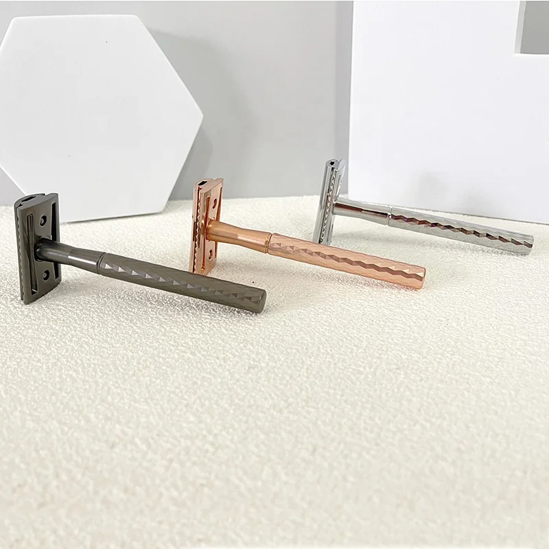 High Quality Diamond Pattern Handle Metal Razor Safety Shaving Razor For Women Straight Razor For Men