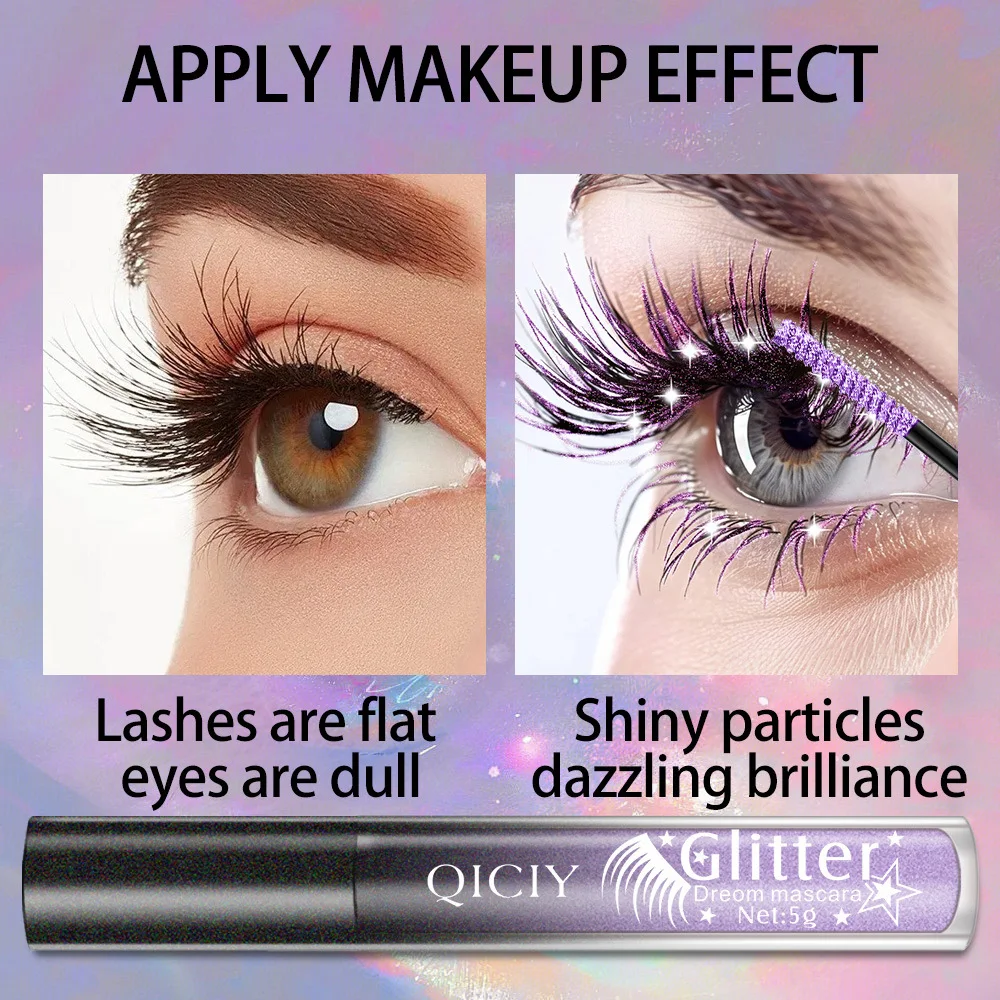 Hot Sale Diamond Twinkle Glitter Mascara Big Eyes Flash Makeup Silvery Shine Eyelash Curling Gel Make up Eye Lash Mascara Brush
