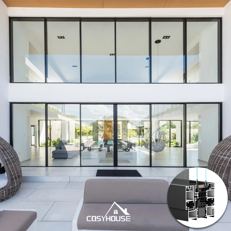 NFRC modern thermal break aluminum alloy doors aluminum alloy sliding 4 panels patio door aluminum alloy windows and doors