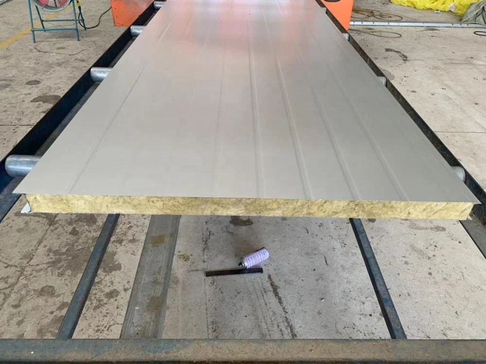 High Quality Fireproof and Insulated PPGI rock wool Wall Sandwich Panel for Prefab Homes