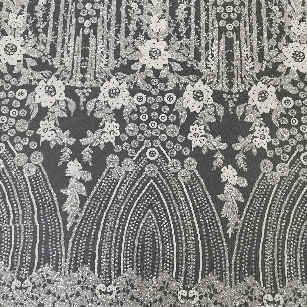 Factory Price French Gold Glued Glitter Flower Net Tulle Lace For Lady Party Dress Hot Selling Ghana Sparkle Sequins Mesh Fabric