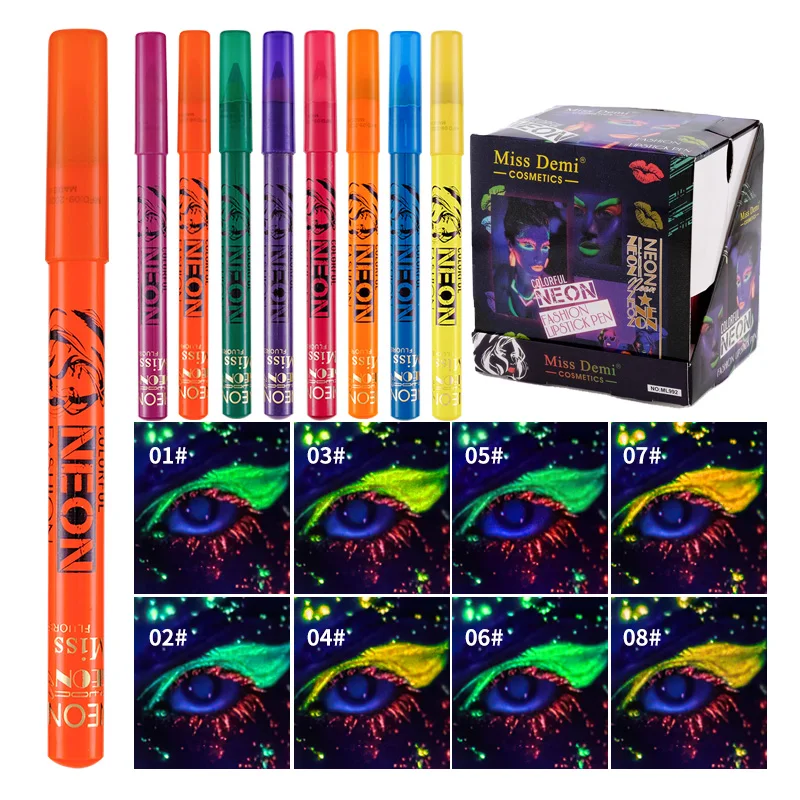 
custom private label waterproof 8 color neon eye liner 8 color liquid glitter Eyeliner for eyes makeup 