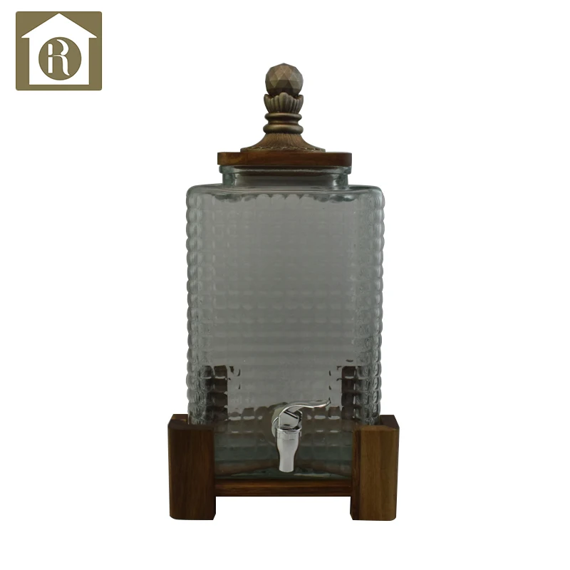  China Wholesale Custom Acacia Wood Base And Lid Fruit Juice Dispenser For