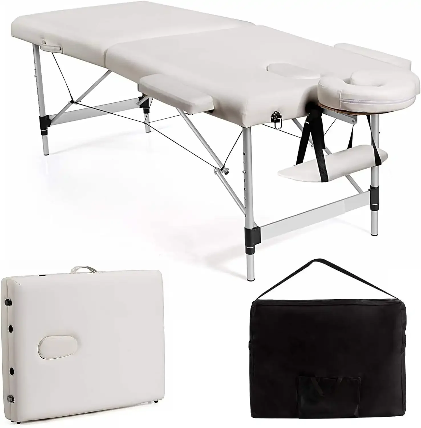 Tectake Portable Folding Massage Table Bed Two-Fold Aluminum Legs Foldable Beauty Salon Spine Neck Cupping Therapy Metal