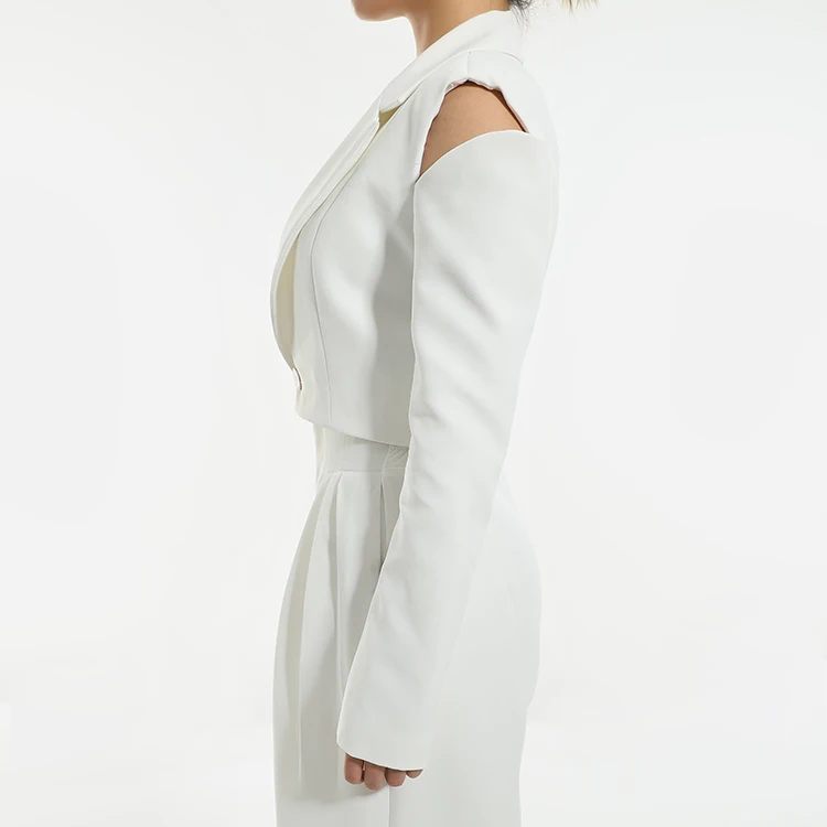 Женские топы 2021, необычные уникальные пикантные белые блейзеры с открытыми плечами и V-образным вырезом, повседневные женские топы с длинным рукавом, 2021