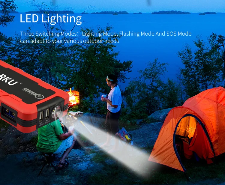 CARKU новых транспортных средств, аварийные инструменты мощности Дополнительный внешний аккумулятор для заводки автомобиля 13000 мАч с двух портов для быстрой зарядки 5V/2.4A, 9В/2A,12V/1.5A