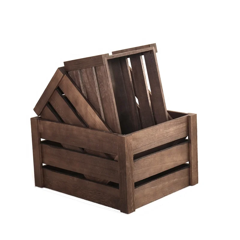 
Wholesale Customized IBEI product Handmade natural wooden craft gift Vegetable Fruit wine packing box Book Sundry storage crate 