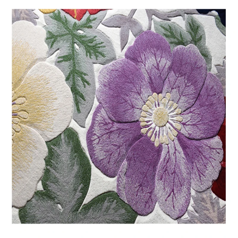 Modern Anti-Slip Flooring Bamboo Fiber Carpet100% Newzland Wool Hand tufted Carpet for Living Room.