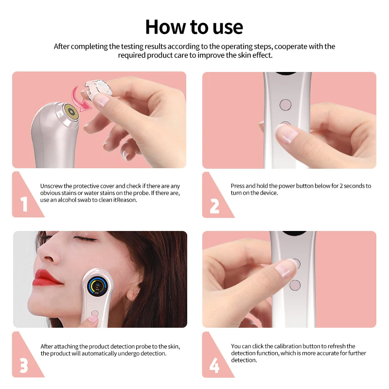 Portable Household Facial Skin Detection Meter Smart Sensor Beauty Device Customizable Skin Hydration Oil Analyzer