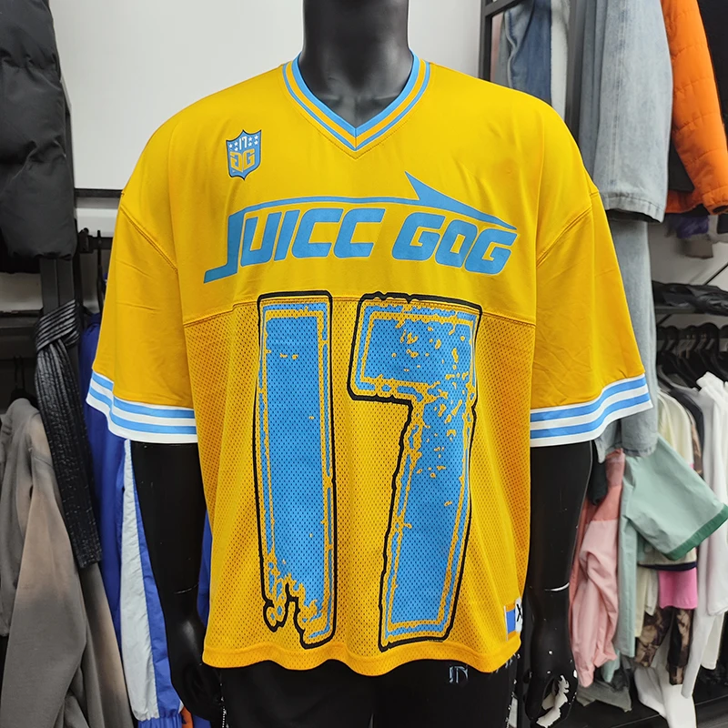 YSJY wholesale luxury screen print shirts cropped tee hip hop streetwear mens mesh jersey oversized heavyweight tshirt