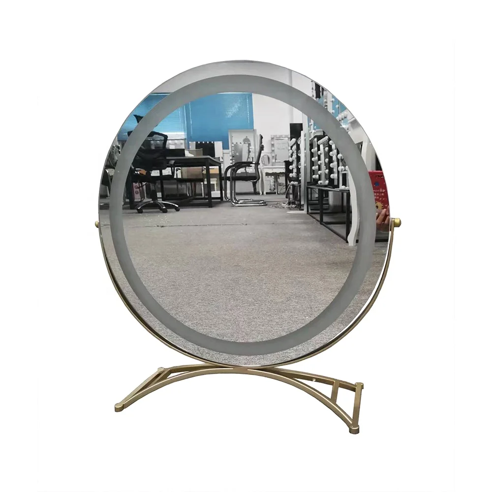 Adjustable Hollywood Style LED Light Makeup Mirror Small Table with round Glass Finish Touch Switch for Desk Use Beauty Tool