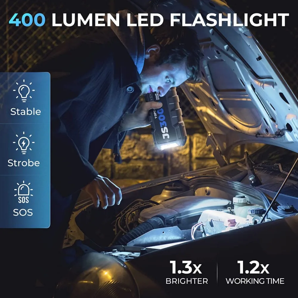 TOPDON Factory Manufacturer JS3000 3000A 24000mAh 12V Multi-Function Portable Emergency Battery Booster Power Bank Jump starter