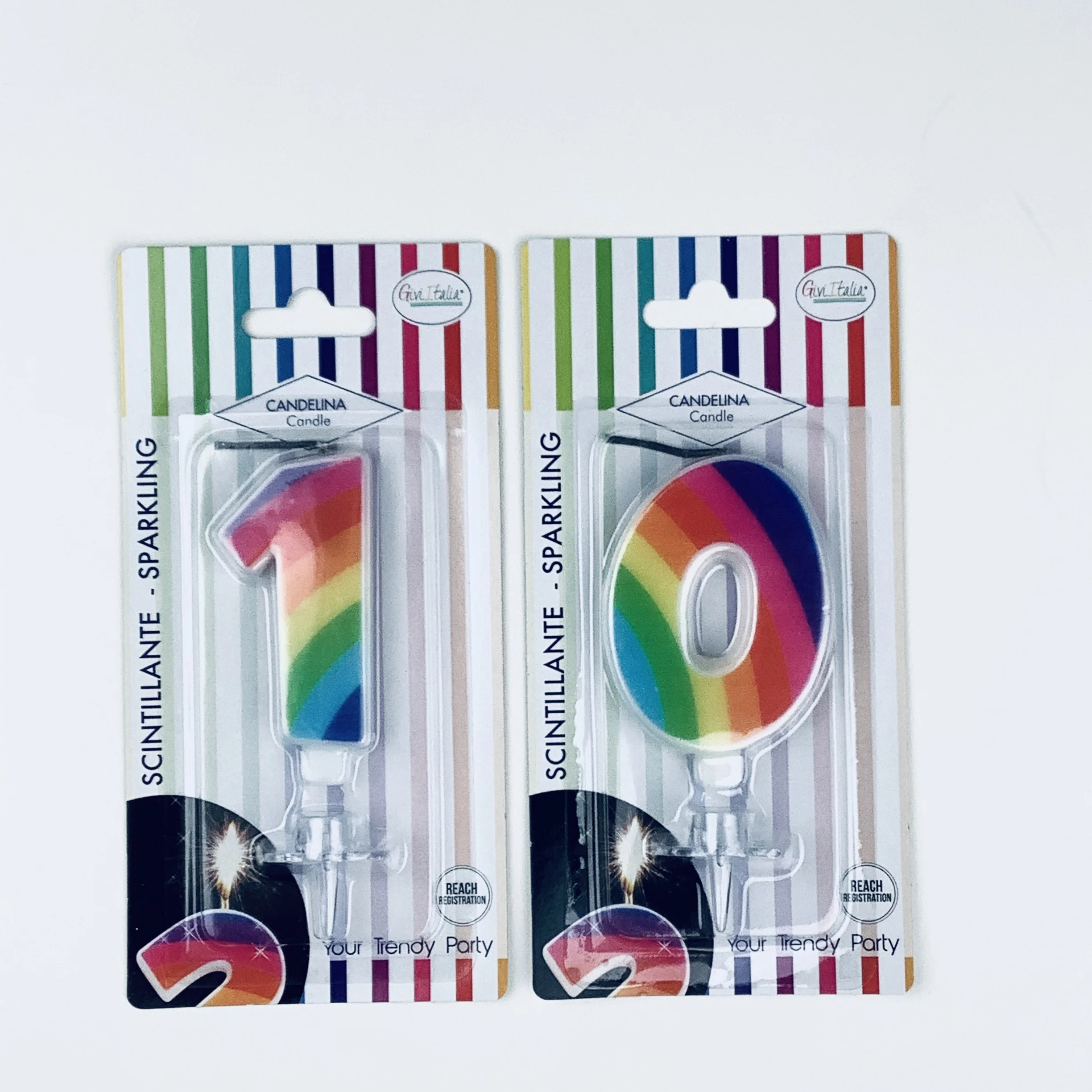 Fast Delivery Original Givi Italia brand 1 Sparkling Rainbow Numeral Birthday Candle Great Value Fun Disposable Party Supplies