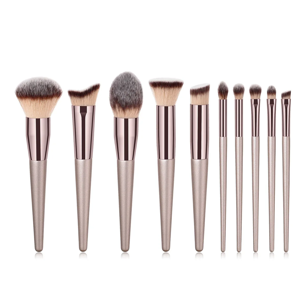 10 pcs buy again champagne double sided makeup brush 2022 wholesale daily the industry good price 10pcs pink makeup brushes set