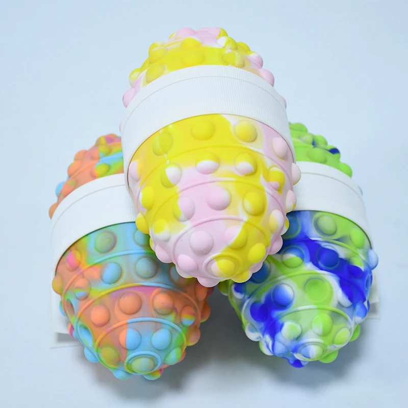 2022 Popular Silicone Anxiety Stress Relief Push Bubble Pop Sensory Rainbow Popper Mini Squishy 3d Stress Ball Fidget Toy
