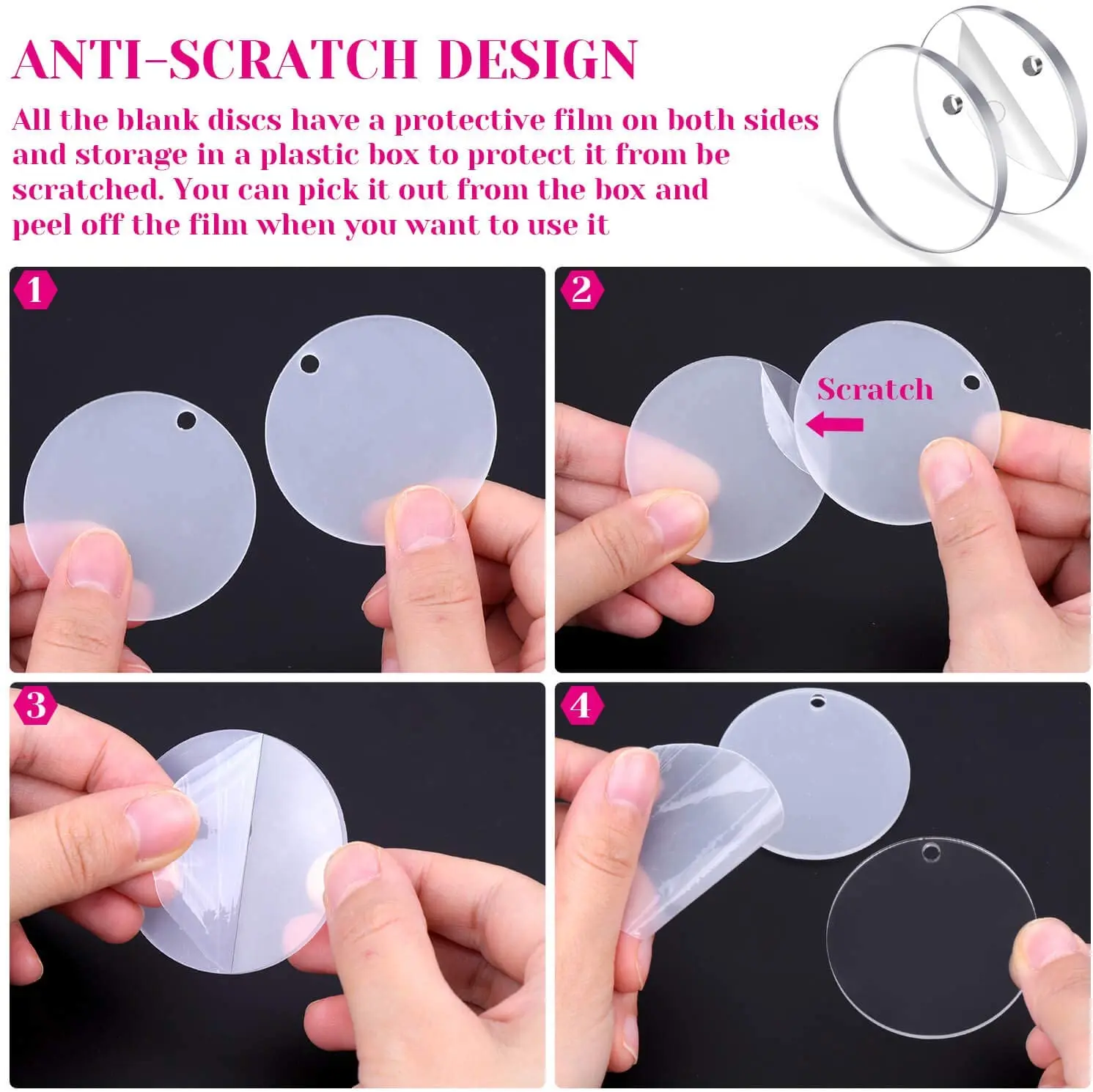 Sublimation Blanks Keychain Acrylic Transparent Circle Blanks DIY Key Chain Tassels Set