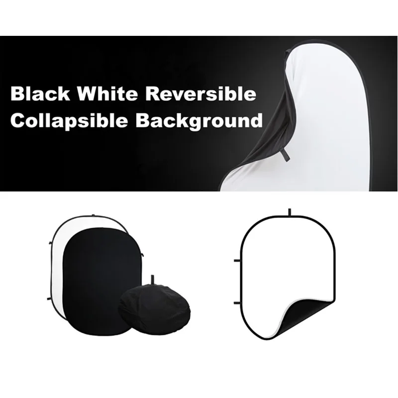 Pop Up Black White Reversible Collapsible Double Sided Wedding Video Background Photography Backdrop For Photo Studio Set