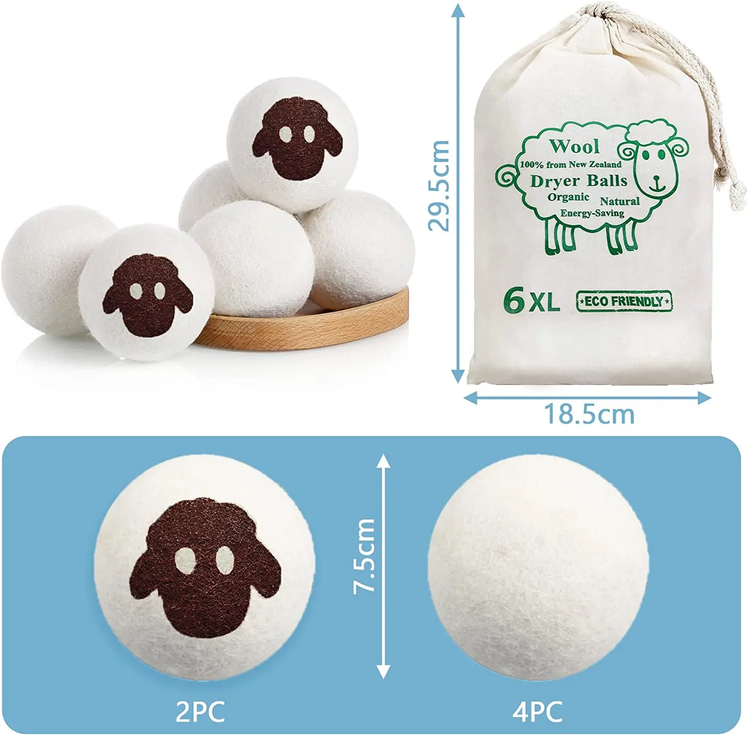 Eco-friendly Laundry Balls Wool Dryer 100% New Zealand Wool felted By Skilled Women Artisans Factory Wholesale Price