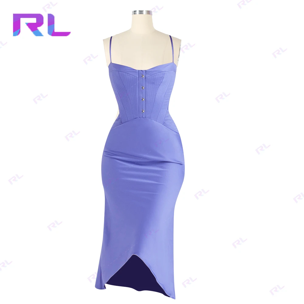 Women Clothing Designers Factory Custom Fashion Dresses Summer Strap Slim Satin Corset Midi Bodycon Party Club Dress