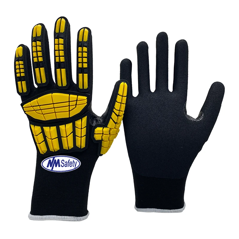 NMSAFETY Guantes de Trabajo Sandy Nitrile Industrial Gloves Impact Resistant Glove