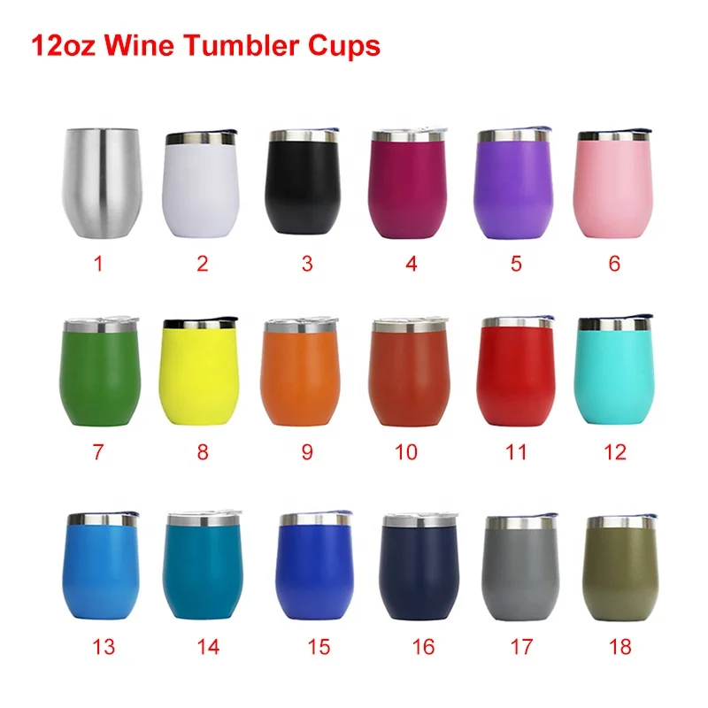Customized Logo 10oz Wine Tumbler Thermos with Lid Stainless Steel Flute Tumbler Stemless 6oz Champagne Tumbler