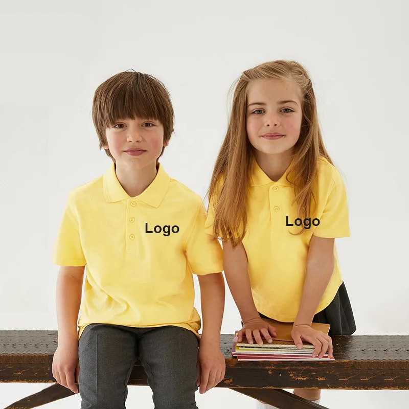 School Uniform Short Sleeve Polo T-Shirt Plain School Camisetas Polo Blank Solid Color Unisex Kids Classroom Polo T Shirt