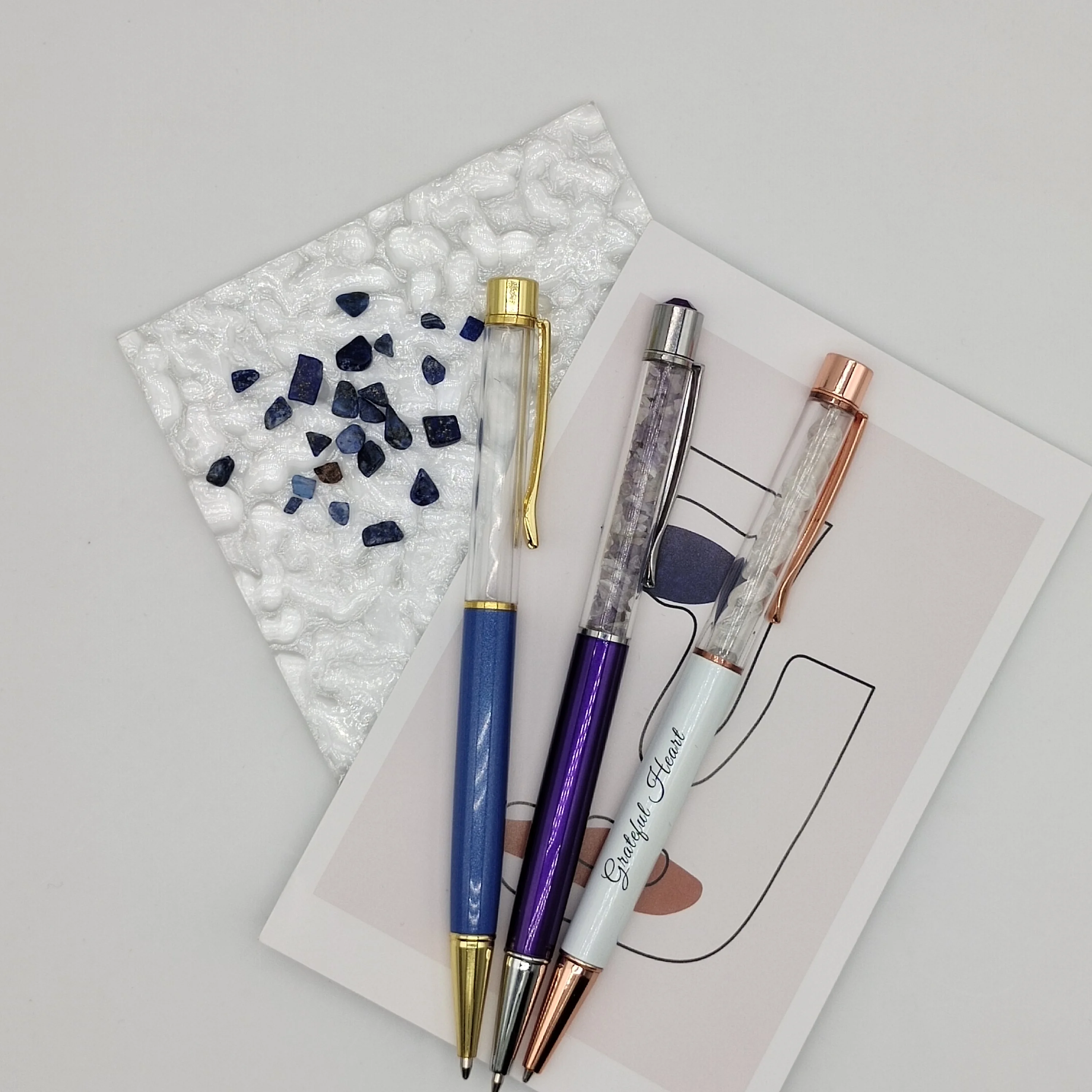 Hot Selling Customize Crystal Ballpoint Pen with Pure Natural Gemstone inside