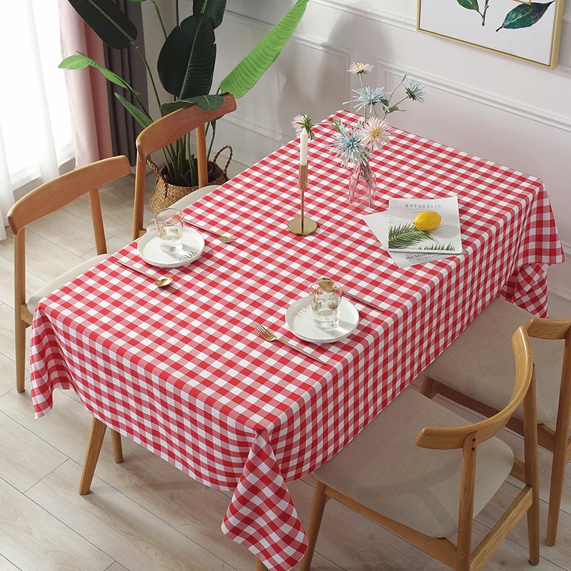 Thick Vinyl Tablecloth Waterproof Plastic PVC Rectangular Table cloth for Dining Table Pattern Grid