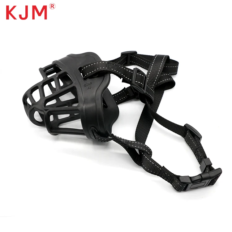 KJM Pet Product Supplies Free Sample TPE Dog Mouth Adjustable Nylon Strap Anti-bite and Eco-friendly Dog Muzzle