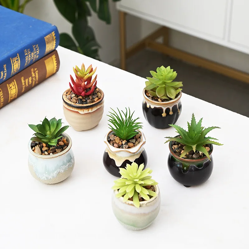 Wholesale Retro Ceramic Small Succulent Planter pot Ceramic Flower Pot Home Office Decor
